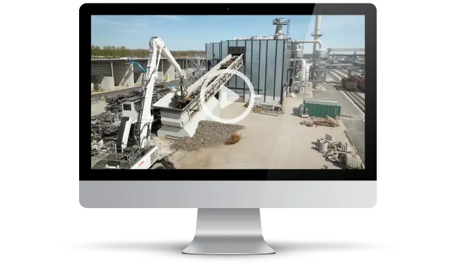 Monitor mit Startbildschirm zum Film "Aufbereitungsanlage TSR40 in Duisburg"