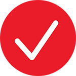 roter Kreis mit weißem Häkchen